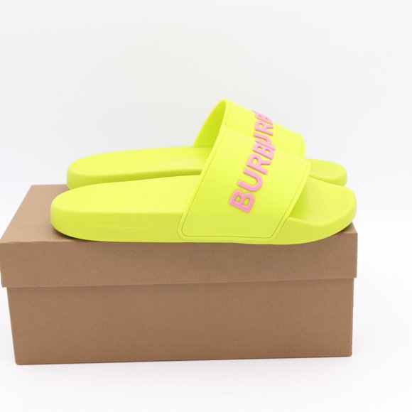 NIB Burberry Furley Logo Embossed Slides Sandals - Picture 5 of 8